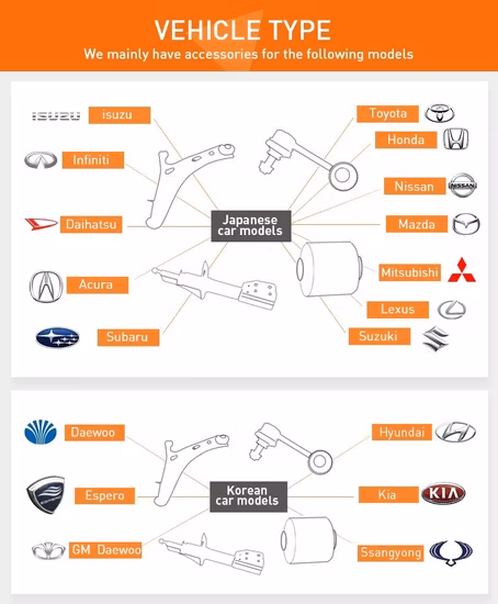 Eep – pièces de rechange de voiture, amortisseur avant et arrière, pour Toyota, Honda, Mazda, Nissan, Mitsubishi, Hyundai, couverture 95%, modèle de voiture japonaise